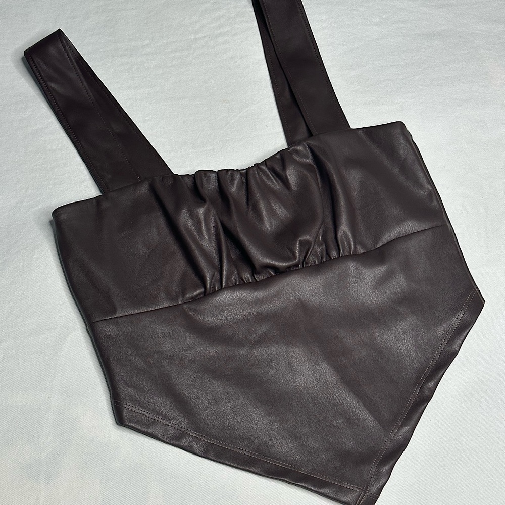 faux leather top